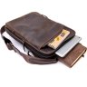 Мужская коричневая сумка с накладным карманом из винтажной кожи SHVIGEL (11280) - 5