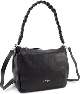 Чорна жіноча сумка-хобо з натуральної шкіри турецького виробництва KARYA (21026)