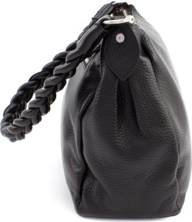 Черная женская сумка-хобо из натуральной кожи турецкого производства KARYA (21026) - 2