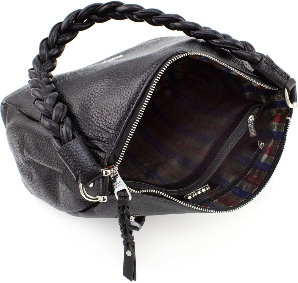 Черная женская сумка-хобо из натуральной кожи турецкого производства KARYA (21026)
