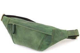 Мужская сумка через плечо из винтажной кожи зелёного цвета Shvigel 95092