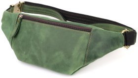 Мужская сумка через плечо из винтажной кожи зелёного цвета Shvigel 95092