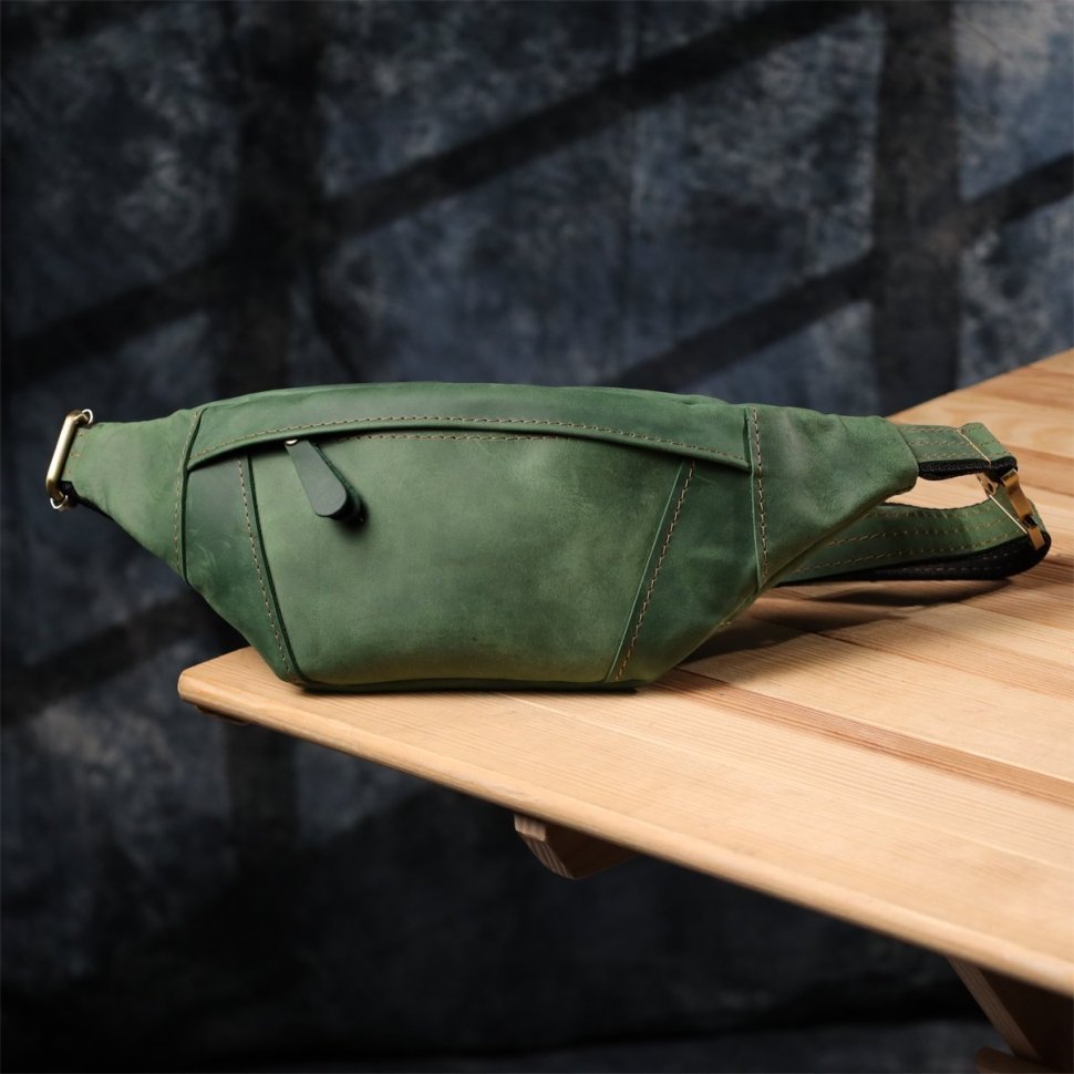 Мужская сумка через плечо из винтажной кожи зелёного цвета Shvigel 95092 фото №8 Мужская сумка через плечо из винтажной кожи зелёного цвета Shvigel 95092 modnotak фото №8