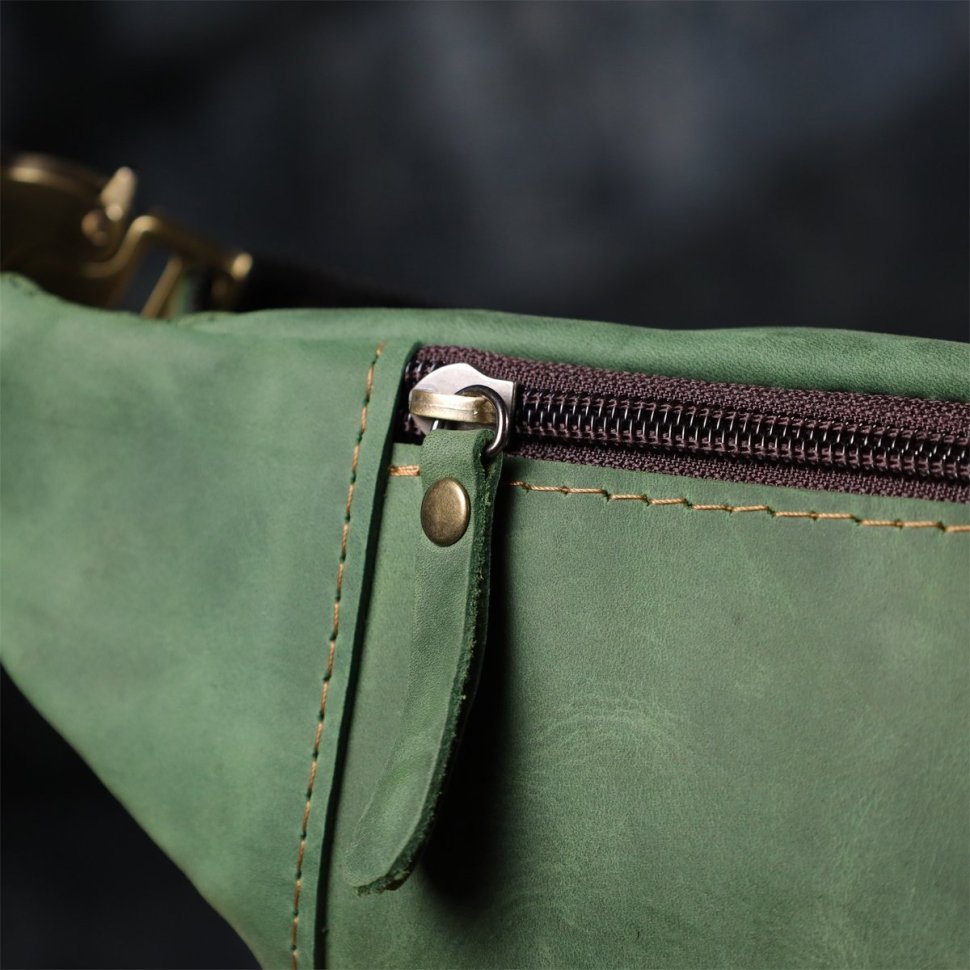Мужская сумка через плечо из винтажной кожи зелёного цвета Shvigel 95092 фото №10 Мужская сумка через плечо из винтажной кожи зелёного цвета Shvigel 95092 modnotak фото №10