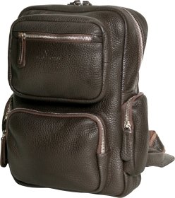 Добротна шкіряна сумка-рюкзак з натуральної шкіри коричневого кольору Vip Collection (21109)