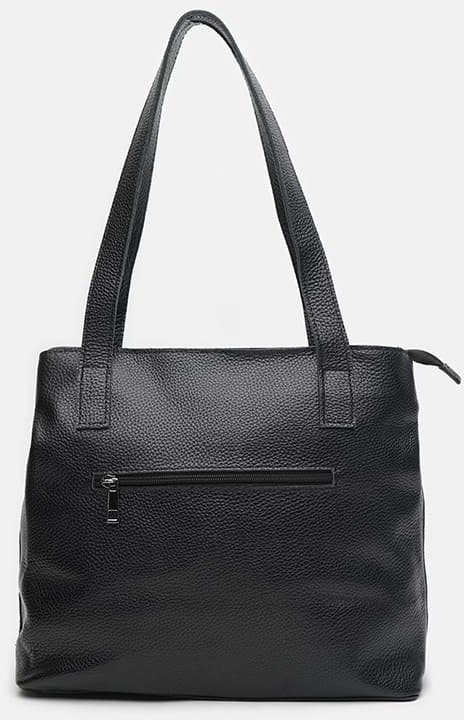 Повседневная женская сумка из натуральной черной кожи с длинными ручками Ricco Grande (21276)