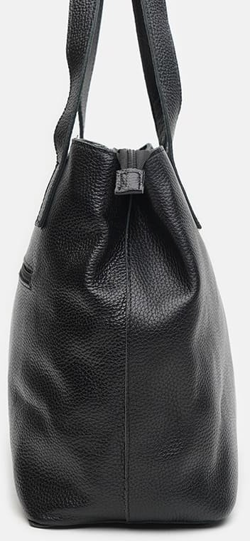 Повседневная женская сумка из натуральной черной кожи с длинными ручками Ricco Grande (21276)