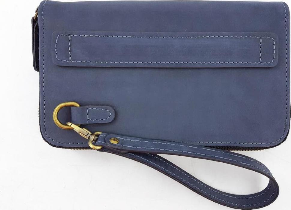 Синій чоловічий гаманець - клатч зі шкіри Крейзі VATTO (11834)