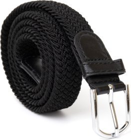 Текстильный женский ремень узкого типа в черном цвете Vintage (2420546)