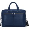 Кожаная мужская сумка для документов формата А4 синего цвета Issa Hara (21183) - 1