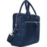 Кожаная мужская сумка для документов формата А4 синего цвета Issa Hara (21183) - 3