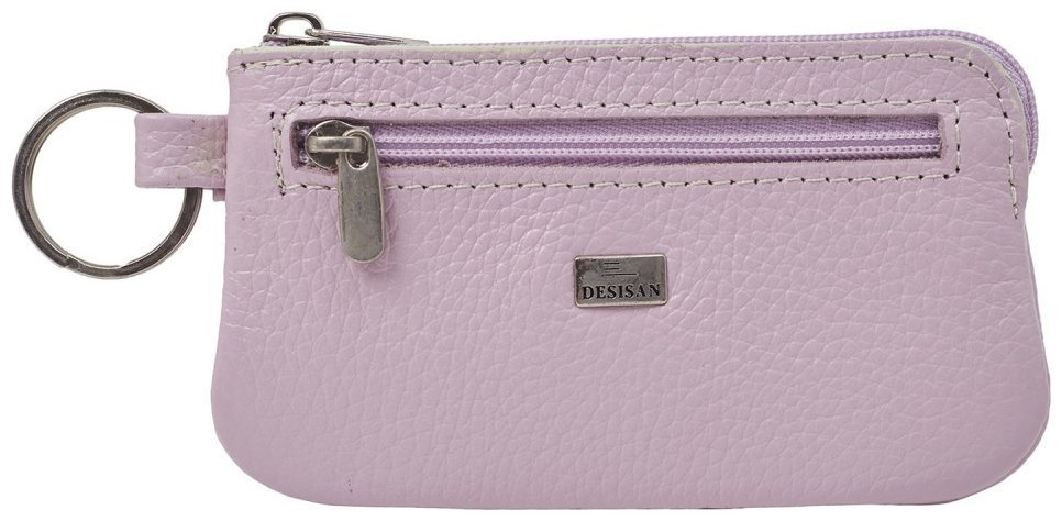 Компактная ключница из натуральной фактурной кожи с колечком для крепления на сумку Desisan 107192 сиреневого цвета modnotak фото №1