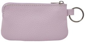 Компактная ключница из натуральной фактурной кожи с колечком для крепления на сумку Desisan 107192 сиреневого цвета