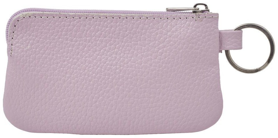 Компактная ключница из натуральной фактурной кожи с колечком для крепления на сумку Desisan 107192 сиреневого цвета modnotak фото №2
