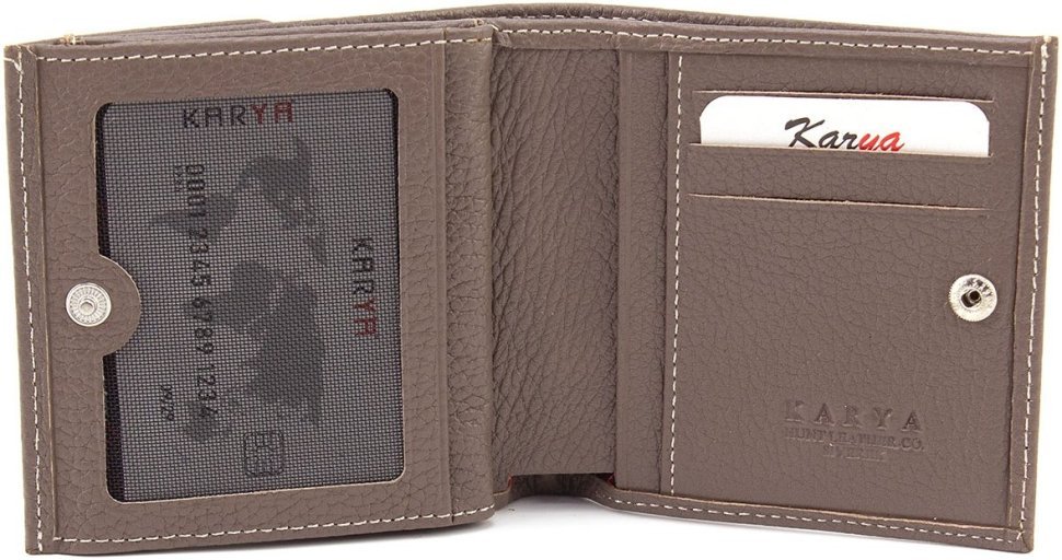 Шкіряний жіночий гаманець невеликого розміру в кольорі тауп Karya 67492