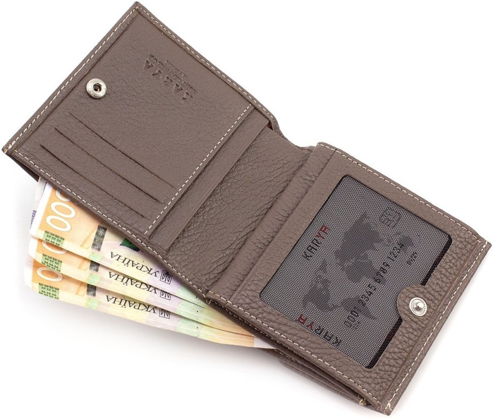 Шкіряний жіночий гаманець невеликого розміру в кольорі тауп Karya 67492