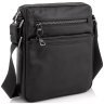 Середня чоловіча шкіряна сумка-планшет чорного кольору на одну блискавку Tiding Bag 77492 - 1