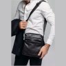 Середня чоловіча шкіряна сумка-планшет чорного кольору на одну блискавку Tiding Bag 77492 - 2