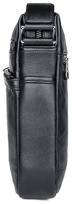 Середня чоловіча шкіряна сумка-планшет чорного кольору на одну блискавку Tiding Bag 77492