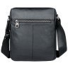 Середня чоловіча шкіряна сумка-планшет чорного кольору на одну блискавку Tiding Bag 77492 - 6