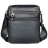 Середня чоловіча шкіряна сумка-планшет чорного кольору на одну блискавку Tiding Bag 77492 - 7