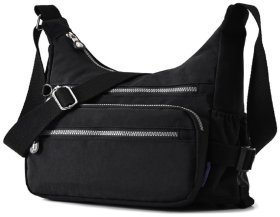 Чорна жіноча плечова сумка з текстилю Confident 77592