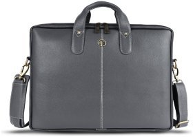 Повседневная сумка из натуральной фактурной кожи с ручками для ноутбука до 15"  Hammonds Flycatcher LB106 серого цвета 107992