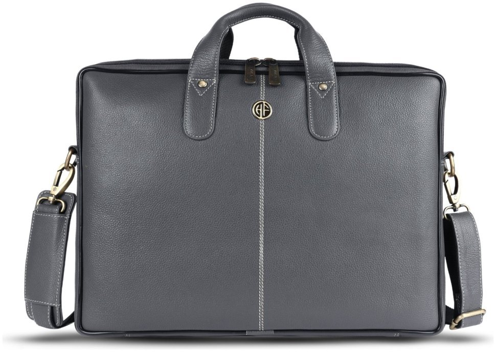 Повседневная сумка из натуральной фактурной кожи с ручками для ноутбука до 15"  Hammonds Flycatcher LB106 серого цвета 107992 modnotak фото №1