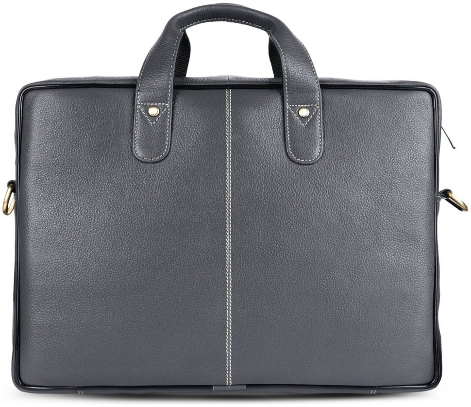 Повседневная сумка из натуральной фактурной кожи с ручками для ноутбука до 15"  Hammonds Flycatcher LB106 серого цвета 107992 modnotak фото №2