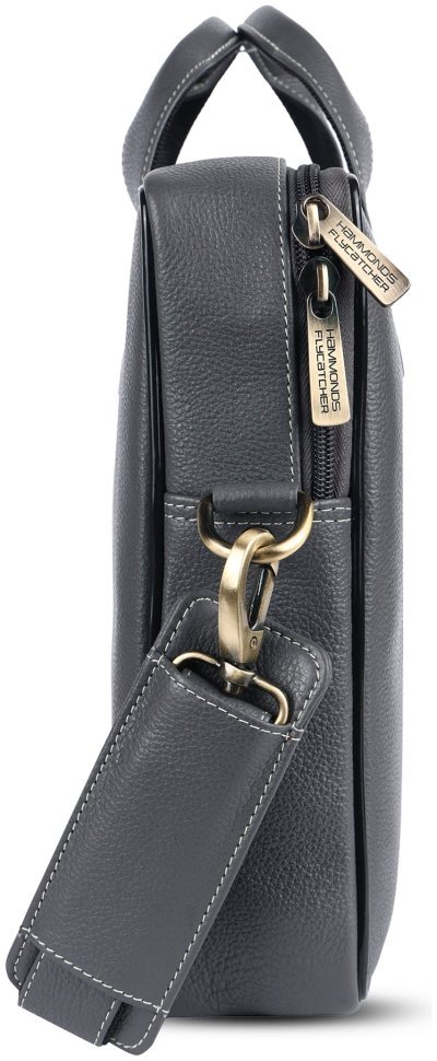 Повседневная сумка из натуральной фактурной кожи с ручками для ноутбука до 15"  Hammonds Flycatcher LB106 серого цвета 107992 modnotak фото №4