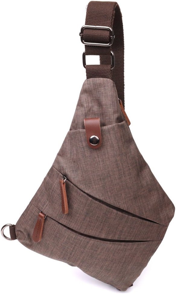 Коричневая мужская сумка-слинг среднего размера из текстиля Vintage 2422198