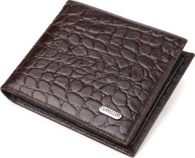 Коричневий чоловічий гаманець з натуральної шкіри з тисненням під крокодила CANPELLINI (2421583)