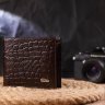Коричневий чоловічий гаманець з натуральної шкіри з тисненням під крокодила CANPELLINI (2421583) - 6