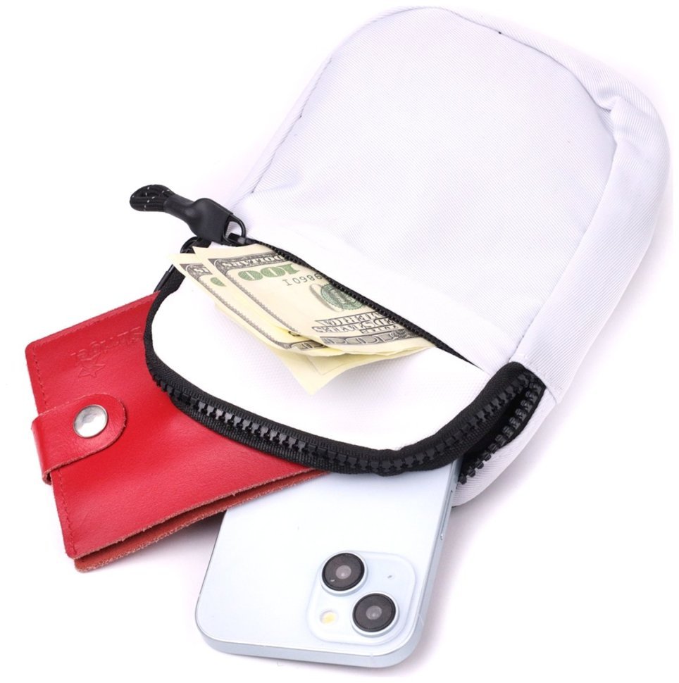 Компактная текстильная слинг-сумка белого цвета для путешествий Vintage 2422867 modnotak фото №7