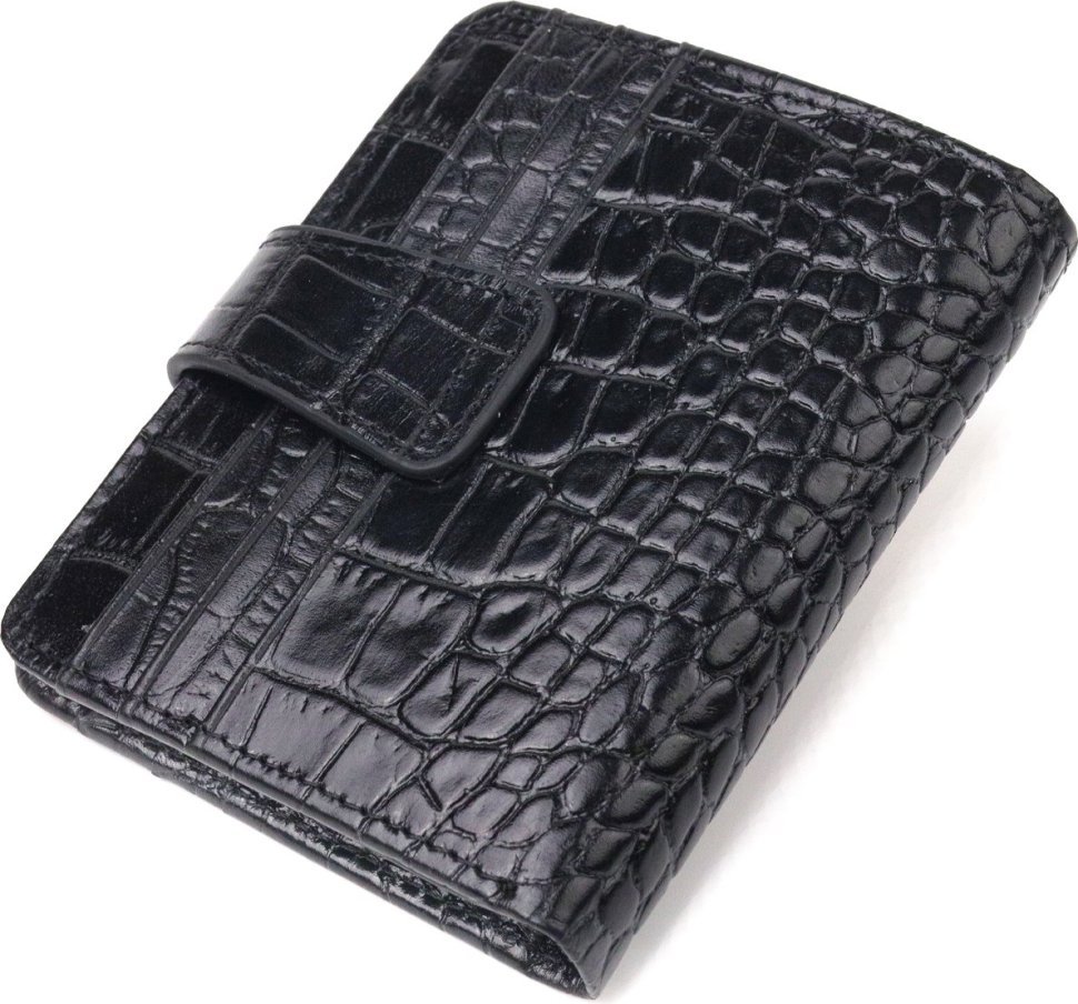 Маленькое мужское портмоне из натуральной кожи с тиснением под крокодила без монетницы CANPELLINI (2421684)