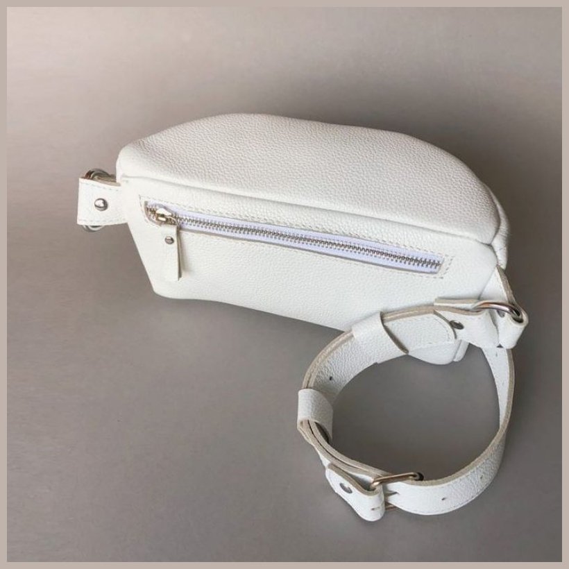 Біла поясна жіноча сумка з натуральної високоякісної шкіри BlankNote Explorer S 78992