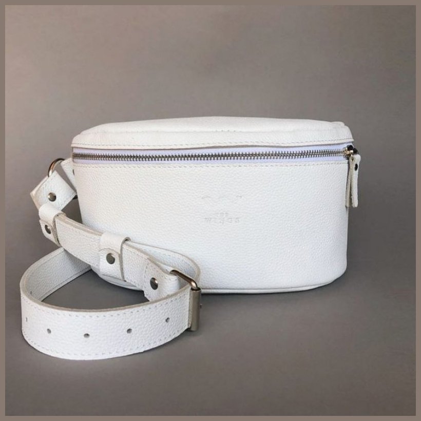 Белая поясная женская сумка из натуральной высококачественной кожи BlankNote Explorer S 78992