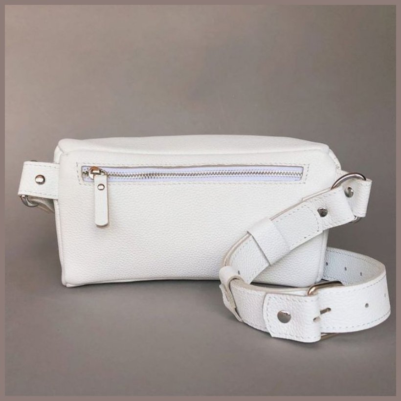 Біла поясна жіноча сумка з натуральної високоякісної шкіри BlankNote Explorer S 78992