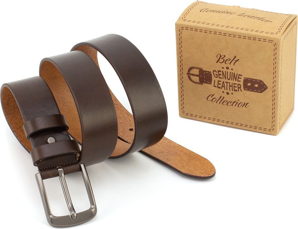 Кожаный коричневого цвета винтажный ремень итальянского производства Gherardini 40668-GHBR