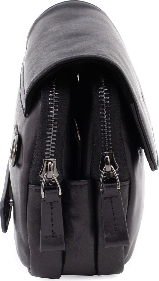Чорна горизонтальна чоловіча сумка-барсетка з гладкої шкіри KARYA (19592)