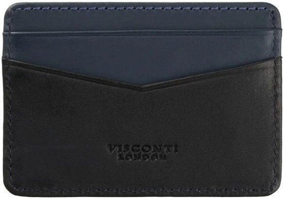Чорно-синій картхолдер із натуральної шкіри високої якості з RFID - Visconti Axe 69292