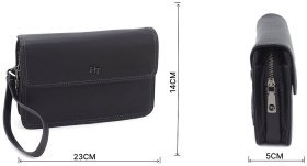 Чорна чоловіча барсетка з натуральної шкіри з вираженою фактурою HT Leather 69792