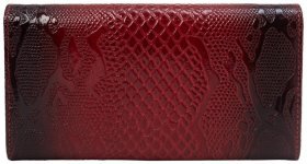 Червоний жіночий гаманець із натуральної шкіри під змію із трикутним клапаном на кнопці Desisan 79792