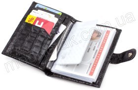 Черная обложка для документов с тиснением под рептилию KARYA (440-53)