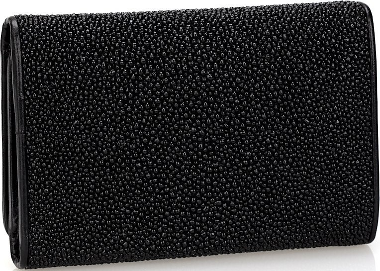 Стильный черный кошелек на магните из кожи морского ската STINGRAY LEATHER (024-18038)