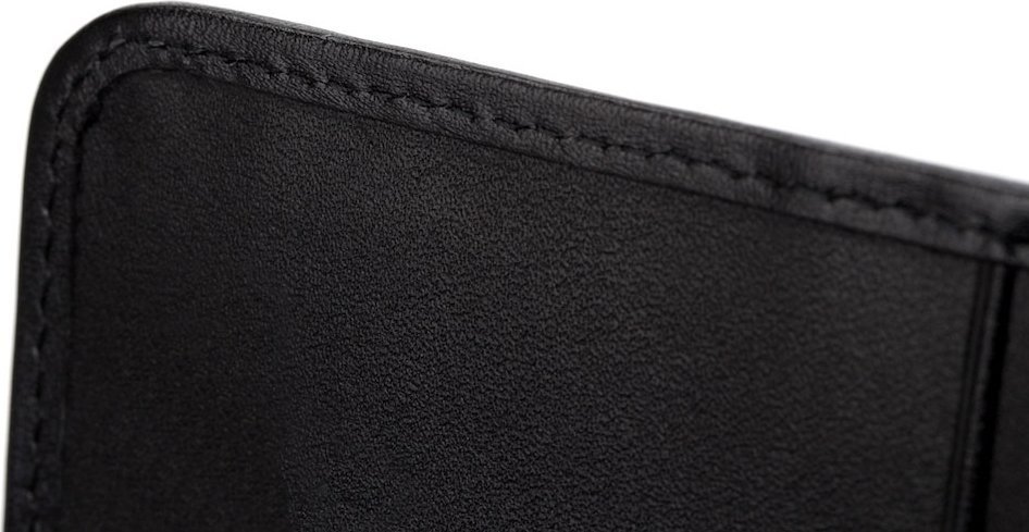 Стильний чорний гаманець на магніті зі шкіри морського ската STINGRAY LEATHER (024-18038)