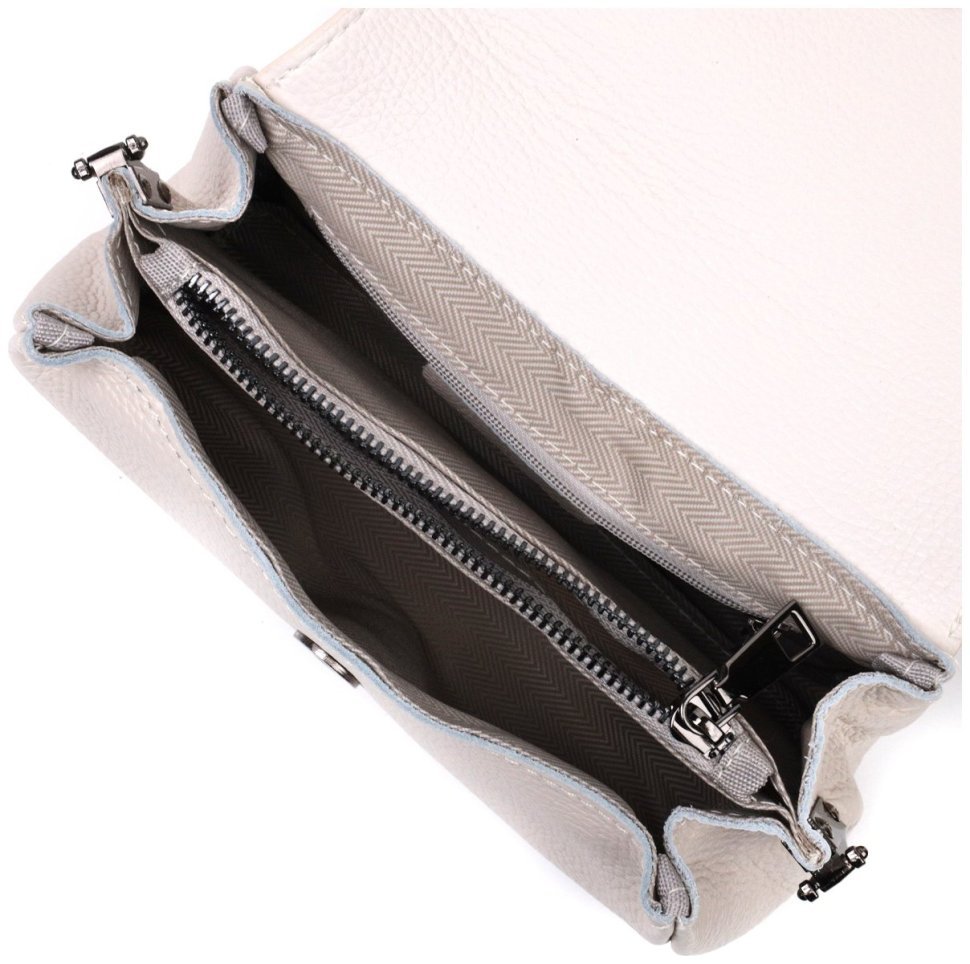 Шкіряна жіноча сумка-кроссбоді білого кольору з клапаном Vintage 2422255