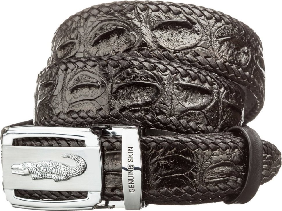 Черный ремень-автомат из натуральной кожи крокодила CROCODILE LEATHER (024-18604) фото №1 Черный ремень-автомат из натуральной кожи крокодила CROCODILE LEATHER (024-18604) modnotak фото №1