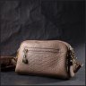 Бежева жіноча сумка-кроссбоді з натуральної шкіри з тисненням на два відділення Vintage 2422356 - 8