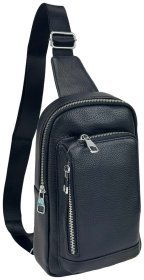 Мужская кожаная сумка через плечо Tiding Bag 90793 Черная